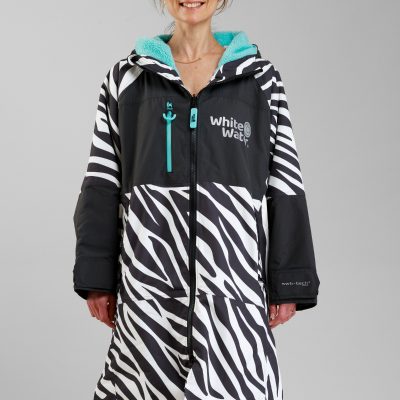 White Water Zebra Print Hard Shell Robe